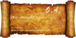 Ohr Aszpázia névjegykártya